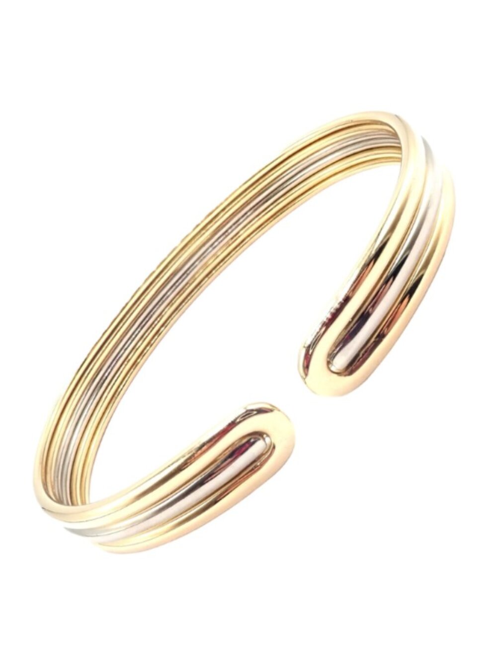 Authentic! Van Cleef & Arpels 18k Yellow & White Gold Bangle Cuff Bracelet Paper